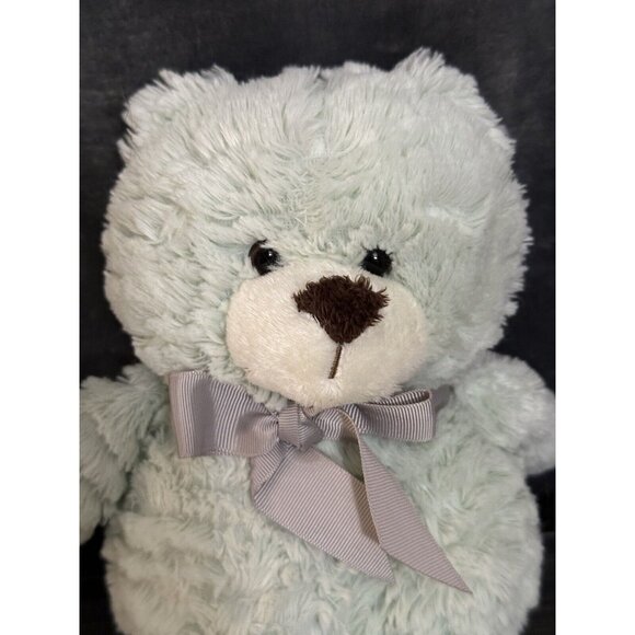 Animal Adventure Mint Green White Teddy Bear Plush 11 Inch Shaggy Green Bow 2017 - Picture 2 of 10